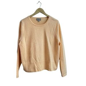 Pure Collection Super Fine 100% Cashmere Peach Scoop Neck Sweater Size 18
